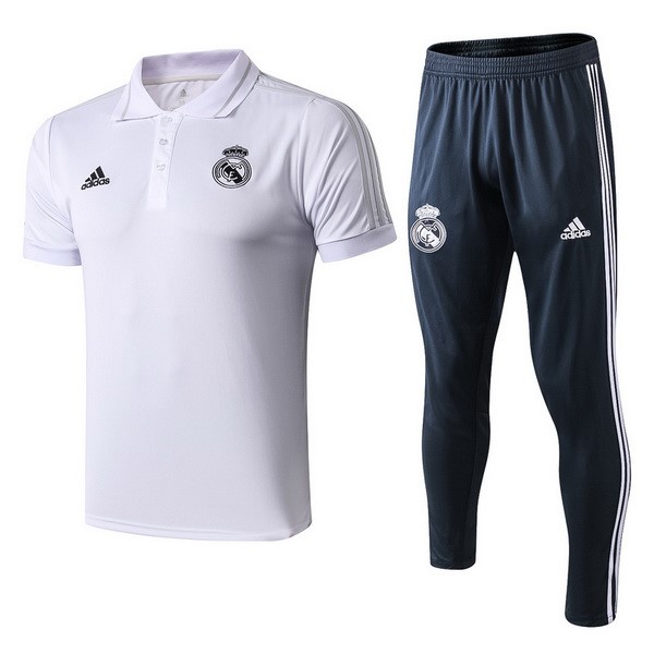 Polo Ensemble Complet Real Madrid 2018-19 Blanc Bleu